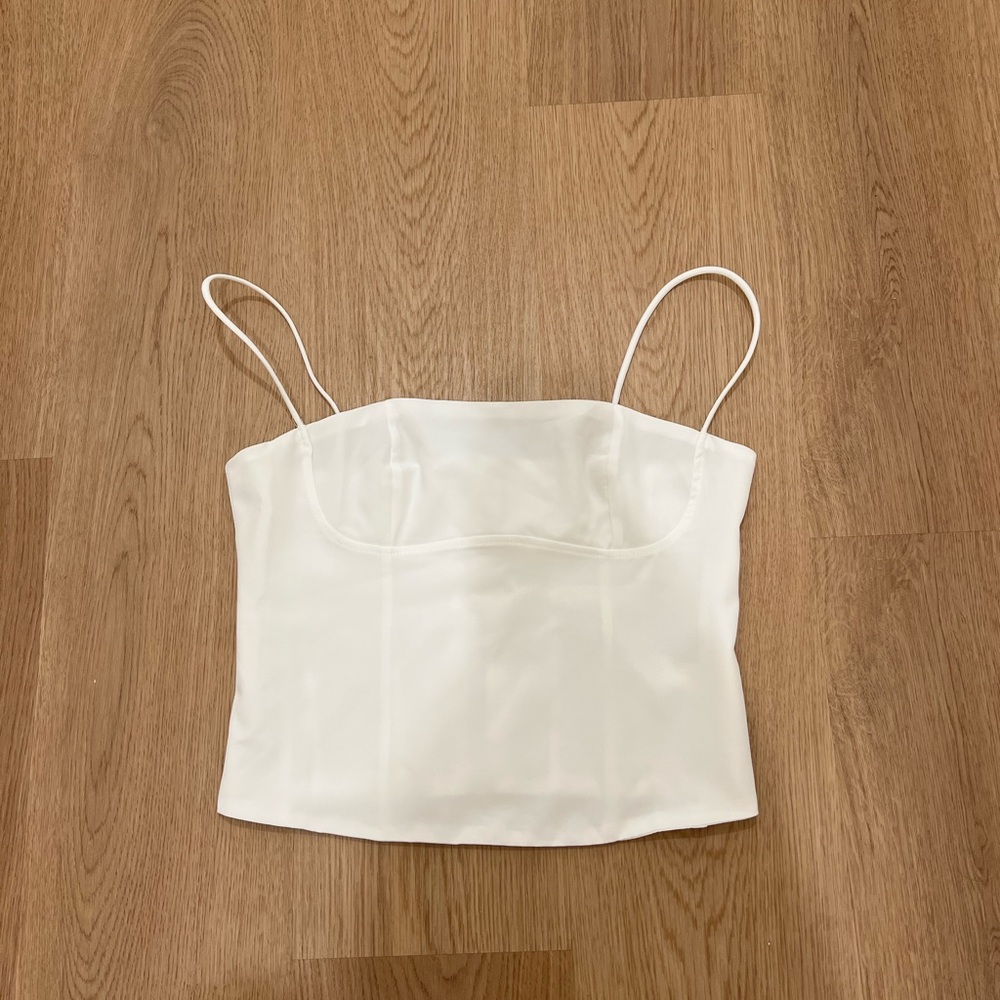 White Cropped Spaghetti Strap Top